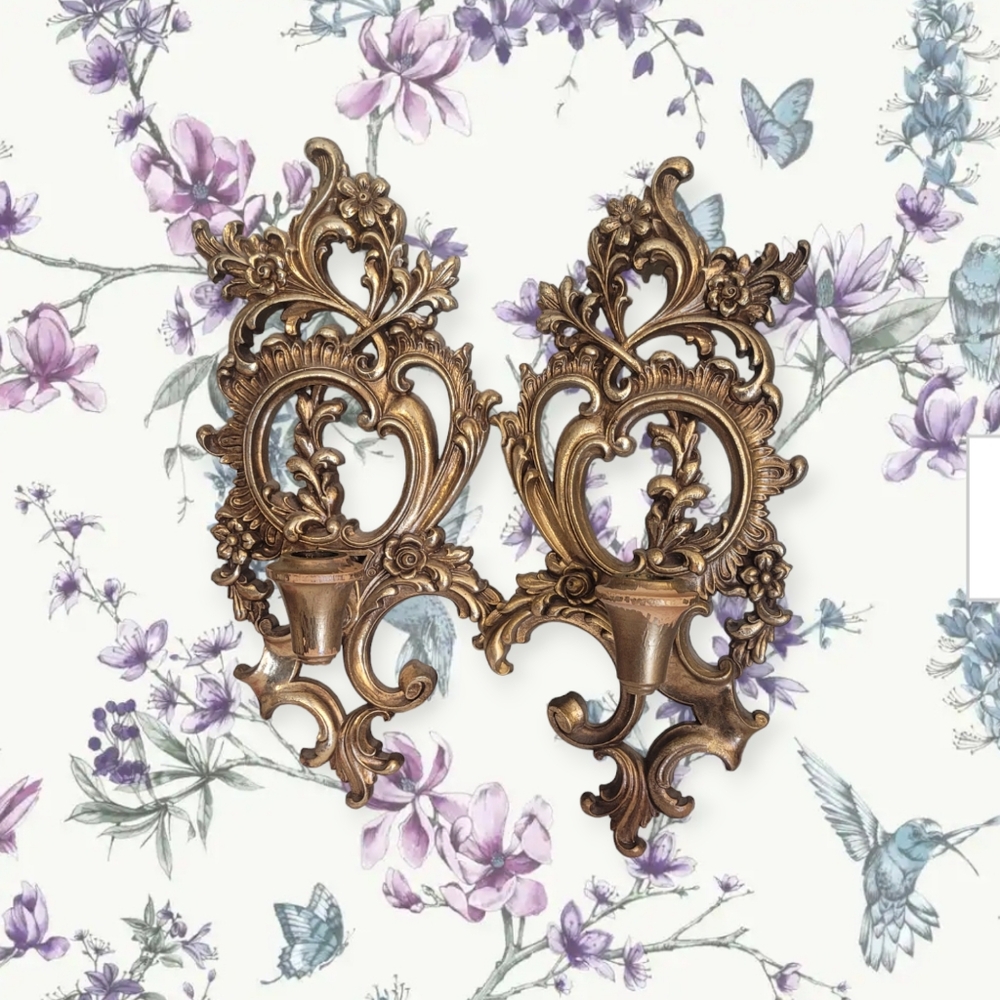Vintage Gold Candle Wall Sconces